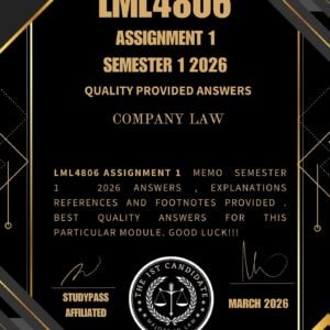 LML4806 ASSIGNMENT 1 SEMESTER 1 2026 _ DUE DATE MARCH 2026 /100% TRUSTED ANSWERS, REFERENCES AND EXPLANATIONS/