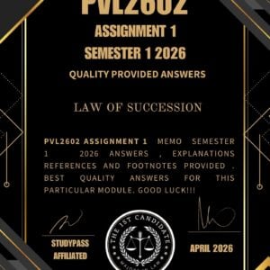 PVL2602 ASSIGNMENT 1 SEMESTER 1 2026 _ DUE DATE APRIL 2026 /100% TRUSTED ANSWERS, REFERENCES AND EXPLANATIONS/