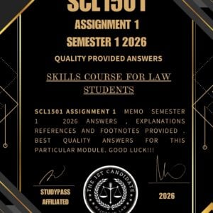 SCL1501 ASSIGNMENT 1 SEMESTER 1 2026 _ DUE DATE MARCH 2026 /100% TRUSTED ANSWERS, REFERENCES AND EXPLANATIONS/