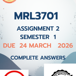 MRL3701 Assignment 2 Semester 1 2026 - DUE 24 March 2026 [COMPLETE ANSWERS ]100% TRUSTED WORKINGS.