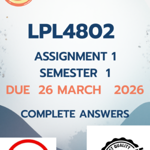 LPL4802 Assignment 1 (COMPLETE ANSWERS) Semester 1 2026 (271981) - DUE 26 March 2026; 100% Correct solutions and explanations.