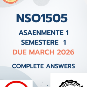 NSO1505 Asaenmente 1 Semestere 1 2026 - DUE March 2026 [COMPLETE ANSWERS];100%TRUSTED QUALITY WORKINGS