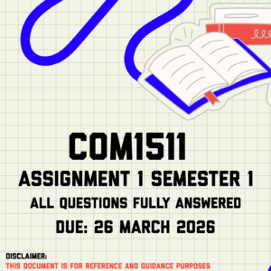COM1511 Assignment 1 Semester 1 Memo | Due 26 March 2026