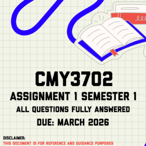 CMY3702 Assignment 1 Semester 1 Memo | Due March 2026