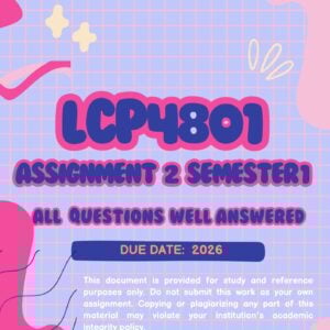 LCP4801 ASSIGNMENT TWO SEMESTER ONE 2026 (ANSWER GUIDELINES) - 2026