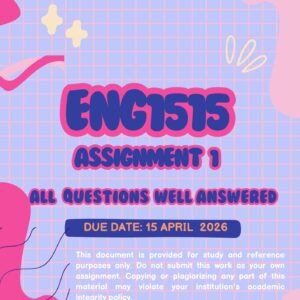 ENG1515 ASSIGNMENT ONE 2026 (ANSWER GUIDELINES) - 15 APRIL 2026