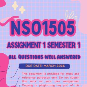nso1505 assignment 1 semester 1 2026