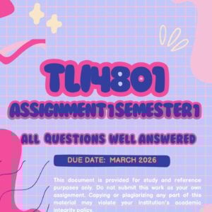 TLI4801 ASSIGNMENT ONE SEMESTER ONE 2026 (ANSWER GUIDELINES) - 16 MARCH 2026