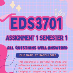 EDS3701 Assignment 1 2026 Answers
