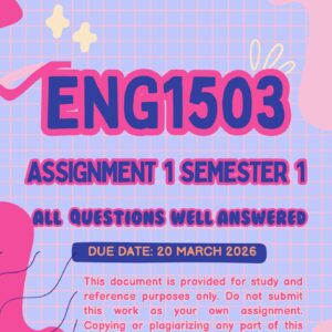 ENG1503 ASSIGNMENT 1 SEMESTER 1 2026 (ANSWER GUIDELINES) : DUE DATE 20 MARCH 2026