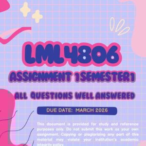 LML4806 ASSIGNMENT ONE SEMESTER ONE 2026 (ANSWER GUIDELINES) - MARCH 2026