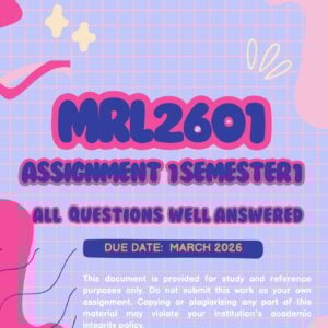 MRL2601 ASSIGNMENT ONE SEMESTER ONE 2026 (ANSWER GUIDELINES) - MARCH 2026