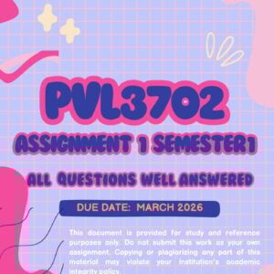 PVL3702 ASSIGNMENT ONE SEMESTER ONE 2026 (ANSWER GUIDELINES) - MARCH 2026