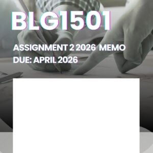 BLG1501 ASS 2 SEM 1 2026 MEMO |APRIL 2026|