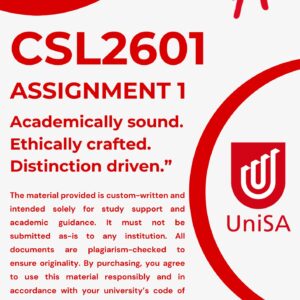 CSL2601 ASSIGNMENT 1 SEMESTER 1 2026 ANSWERS - DUE DATE MARCH 2026