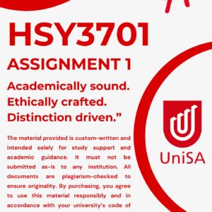 HSY3701 ASSIGNMENT ONE SEMESTER ONE 2026 MEMO |DUE MARCH 2026|