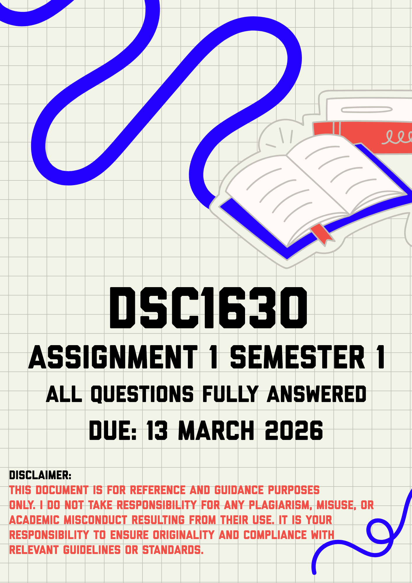 DSC1630 Assignment 1 Semester 1 Memo | Due 13 March 2026