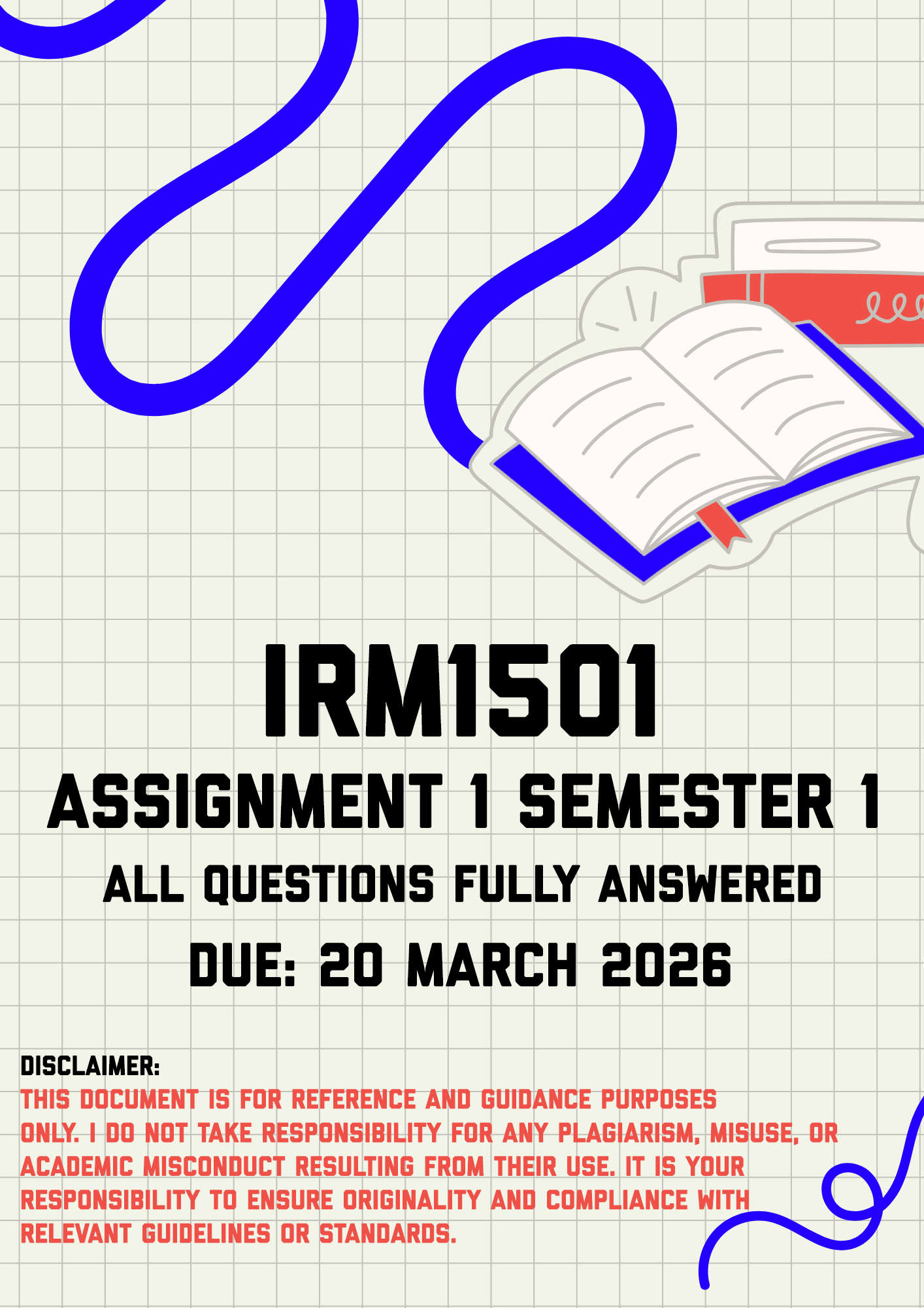 IRM1501 Assignment 1 Semester 1 Memo | Due 20 March 2026