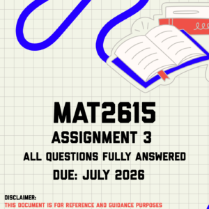 MAT2615 Assignment 3 Memo | Due July 2026