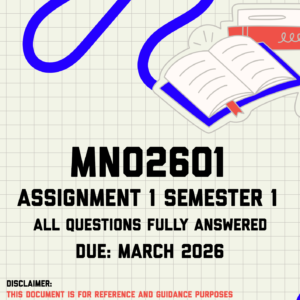 MNO2601 Assignment 1 Semester 1 Memo | Due March 2026
