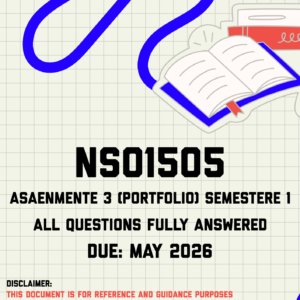 NSO1505 Asaenmente 3 (Portfolio) Semestere 1 Memo | Due May 2026