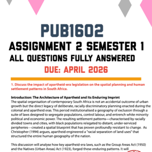 PUB1602 ASSIGNMENT 2 SEMESTER 1 2026 - FULLY ANSWERED (DUE APRIL 2026)