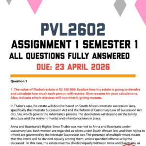 PVL2602 ASSIGNMENT 1 SEMESTER 1 2026 - FULLY ANSWERED (DUE 23 APRIL 2026)
