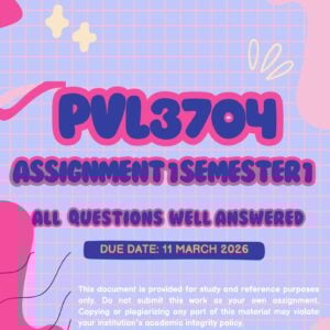PVL3704 ASSIGNMENT ONE SEMESTER ONE 2026 (ANSWER GUIDELINES) - MARCH 2026