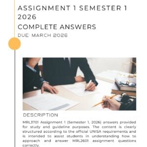 ANSWERS PROVIDED FOR MRL3701 ASSIGNMENT 1 SEMESTER 1 2026 _ DUE DATE MARCH 2026