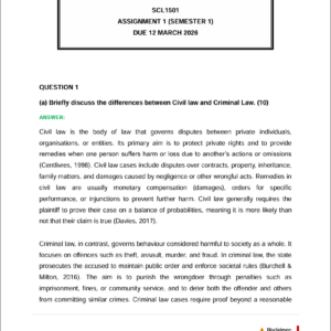 SCL1501 Assignment 1 Semester 1 2026 (Fully Answered) - Due March 2026 (VTSA)