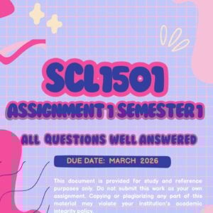 SCL1501 ASSIGNMENT ONE SEMESTER ONE 2026 (ANSWER GUIDELINES) - MARCH 2026