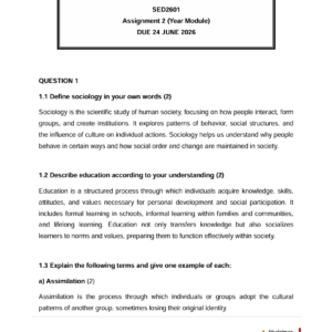 SED2601 Assignment 2 2026 (Year Module) Fully Answered - Due 24 June 2026 (VTSA)