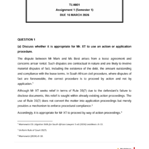 TLI4801 Assignment 1 Semester 1 2026 (Fully Answered) - Due 16 March 2026 (VTSA)