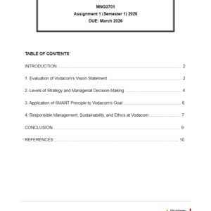 MNG3701 Assignment 1 Semester 1 2026 (Fully Answered) - Due March 2026 (VTSA)