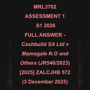 MRL3702 ASSIGNMENT 01 SEMESTER 01 2026 FULL ANSWER