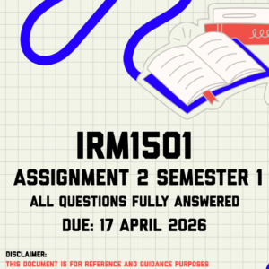 IRM1501 Assignment 2 Semester 1 Memo | Due 17 April 2026