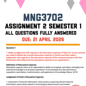 MNG3702 ASSIGNMENT 2 SEMESTER 1 2026 - FULLY ANSWERED (DUE 21 APRIL 2026)