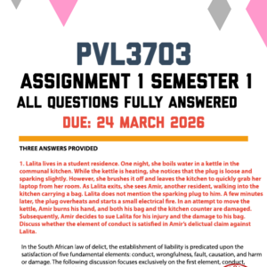 PVL3703 ASSIGNMENT 1 SEMESTER 1 2026 - THREE ANSWERS PROVIDED (DUE 24 MARCH 2026)