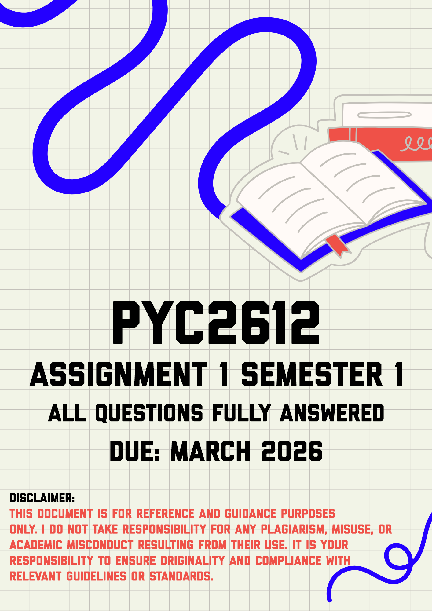 PYC2612 Assignment 1 Semester 1 Memo | Due March 2026