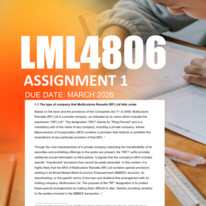 LML4806 Assignment 1 Semester 1 2026 - Due March 2026