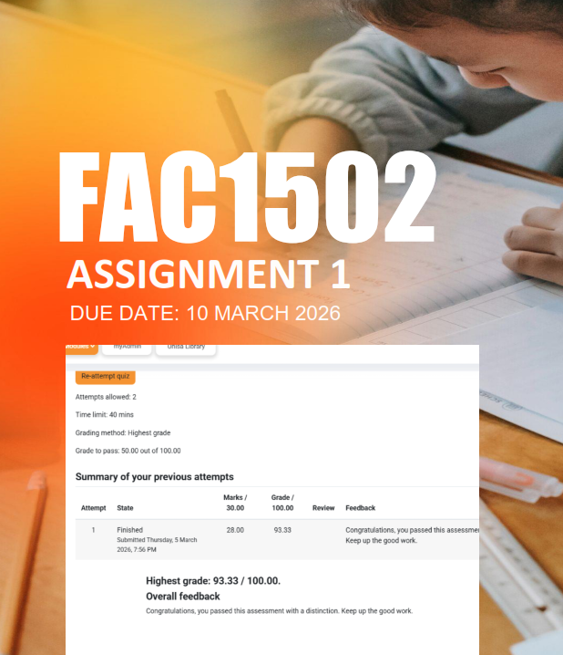 FAC1502 Assignment 1 Semester 1 2026 Due 10 March 2026 - StudyPass
