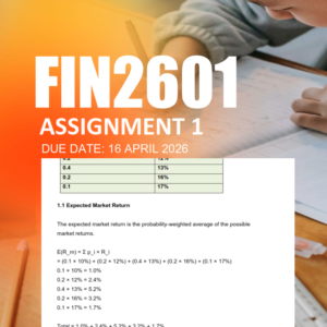 FIN2601 Assignment 1 Semester 1 2026 - Due 16 April 2026
