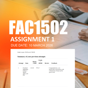 FAC1502 Assignment 1 Semester 1 2026 (Explanations) Due 10 March 2026