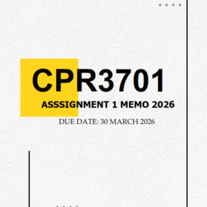 CPR3701 Assignment 1 MEMO 2026 - Due 20 March 2026
