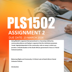 PLS1502 Assignment 2 Semester 1 2026 - Due 23 March 2026