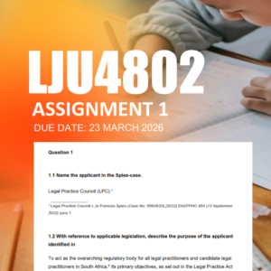 LJU4802 Assignment 1 Semester 1 2026 - Due 20 March 2026