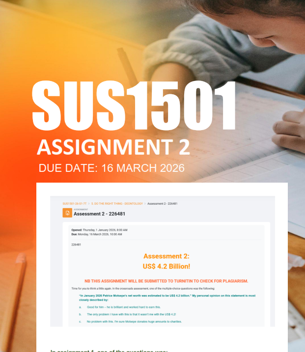 SUS1501 Assignment 2 Semester 1 2026 - Due 16 March 2026