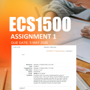 ECS1500 Assignment 1 Semester 1 2026 (Quiz) - Due 5 May 2026