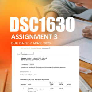 DSC1630 Assignment 3 Semester 1 2026 - Due 2 April 2026