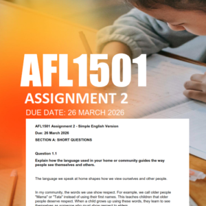 AFL1501 Assignment 2 Semester 1 2026 - Due 26 March 2026